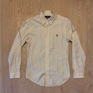 Ralph Lauren Men's Yellow and Blue Checkered Shirt